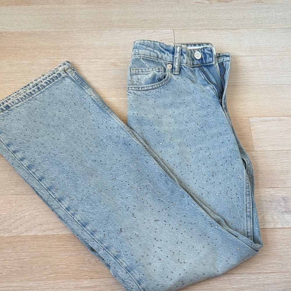 Zara Light Blue Embellished Jeans Size 43